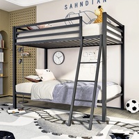 Rail de protection pour lit superposé double en métal noir mat Échelle inclinée robuste Conception peu encombrante Chambres à coucher Hôtels