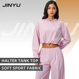 <span class=keywords><strong>Tuta</strong></span> Sportiva in Nylon Spandex Antivento da <span class=keywords><strong>Donna</strong></span>: Felpa Corta con Cappuccio e Pantaloni a Gamba Larga, Set Leggero per Uso Quotidiano e <span class=keywords><strong>Palestra</strong></span> - Product Image 3