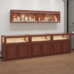 Vitrina de Joyería de Lujo Personalizada, Mueble de Madera Maciza de <span class=keywords><strong>Nogal</strong></span>, Iluminación LED, Acabado Barnizado, Estante de Vidrio Resistente - Product Image 3