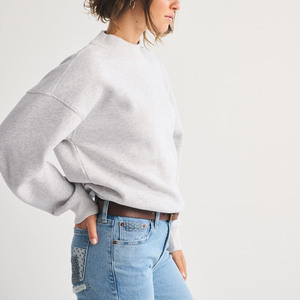 Sweat-shirt décontracté pour femme, couleur unie, col montant, respirant, brodé, style vintage - Product Image 5