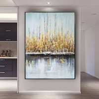 Moderne 100% Peint À La Main Champ Paysage Blé Doré Moderne Toile Abstraite Main Peinture À L'huile Art
