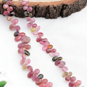 Collana in Tormalina Multicolore a Goccia, Pietra Preziosa Naturale per Creazione di Gioielli Raffinati - Product Image 1