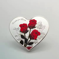 Pièces de monnaie souvenirs en métal en forme de cœur avec rose argentée, cadeau de la Saint-Valentin pour les amoureux, vente en gros