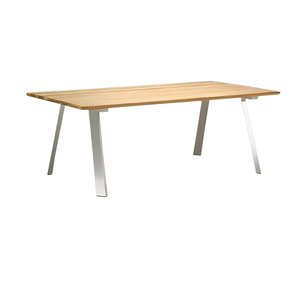 Mesa Fija 200x100 cm Cromo y Teca - Product Image 1