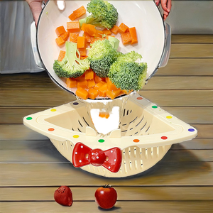 Decorative <b>Plastic</b> Kitchen Sink Drain <b>Basket</b> Strainer with Corner Drain Rack Pressure Pour Self-Cleaning Multifunction - Product Image 2