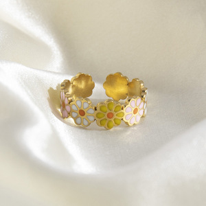 European American Style Daisy <b>Open</b> <b>Ring</b> Stainless Steel 18K Gold Plated Unisex Jewelry Gift - Product Image 4