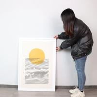 Décoration murale minimaliste à cadre en bois massif blanc A2 élégant avec façade en plexi incassable