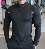 Vêtements de sport personnalisés avec logo, vêtements de sport pour hommes, sweat-shirts à fermeture éclair, t-shirts de course, hauts de sport à manches longues, hauts de compression serrés pour la salle de sport