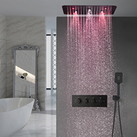 Ensemble de panneaux de douche LED RGB ultra-minces mats noirs modernes 2026 avec mitigeur à température constante