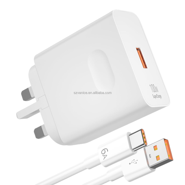 100W UK Plug SuperCharge Power Adapter for Huawei USB Fast Charger 6A USB Cable 100W Wall Charger for Honor X300 Ultra 200 Pro