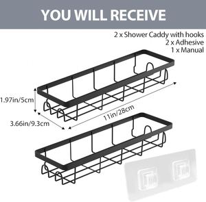 <b>Wall</b> <b>Mounted</b> Silver/Black Classic Metal Bathroom <b>Shelf</b> Free-floating Bathtub Hanging Basket Pot Storage Rack Eco-Friendly - Product Image 2