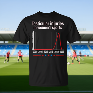 Camiseta con estampado de lesiones testiculares en deportes femeninos para hombre - Product Image 3