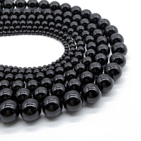 Perles rondes en agate noire naturelle 2mm/3mm/4mm/6mm/8mm/10mm/12mm/14mm, perles en vrac pour la fabrication de bijoux DIY, semi-finies, vente en gros