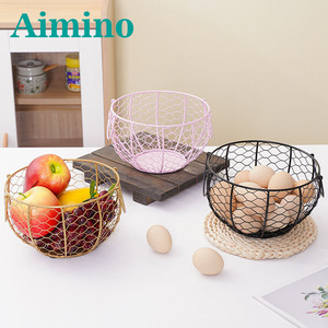 AIMINO OEM China Iron Egg Storage Basket Potato Garlic Container Fruit Basket Egg Rack