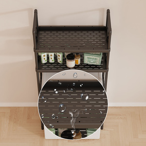 Étagère à outils pliable en acier inoxydable à 3 niveaux, organisateur de rangement gain de place pour salle de bain avec étagère de balcon - Product Image 6