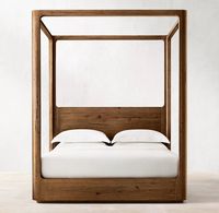 Lit à baldaquin antique en bois massif, style industriel vintage indien, double, taille King/Queen, ensemble de chambre 1 pièce