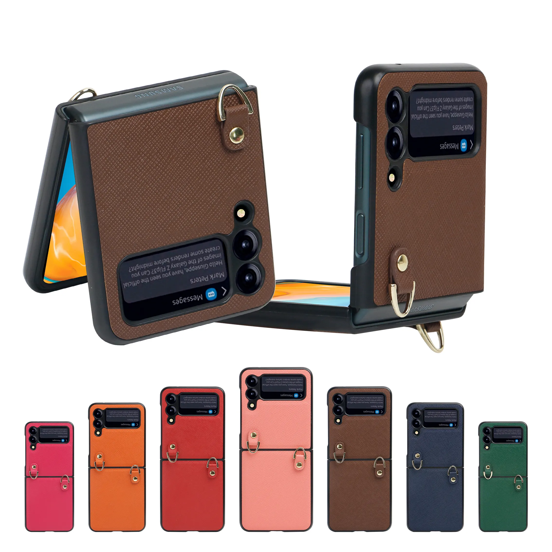 Free Custom Z Flip 3 Phone Case PU Leather Luxury Flip4 Phone Leather Case Is Suitable For Samsung Galaxy Cellphone Case