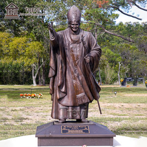 Estatua de bronce de San Juan Pablo II de tamaño real, escultura religiosa de iglesia en latón, técnica de fundición a mano - Product Image 2