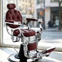 Fauteuil de barbier chromé rétro, fauteuil inclinable hydraulique pour hommes, mobilier de salon de coiffure