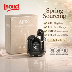 سماعات أذن لاسلكية Air 31 TWS مع خاصية إلغاء الضوضاء النشط والبيئي، معتمدة من CE وRoHS وBSCI، مقاومة للماء IPX4، تقنية البلوتوث 5.3، توصيل DDP - Product Image 1