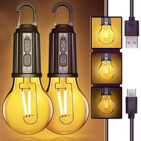 Lampe de camping LED rechargeable compacte et légère 3W, corps en plastique ABS/PC noir, ampoule COB, étanche IPX4, lumière du jour 6000K, CE