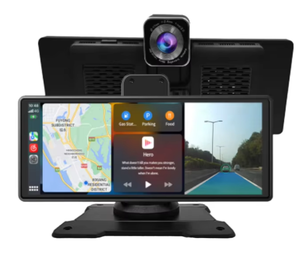Caméra embarquée 10,26 pouces avec CarPlay et Android Auto, <span class=keywords><strong>enregistreur</strong></span> vidéo 4K DVR, caméra de recul, <span class=keywords><strong>application</strong></span> CarPlay sans fil et Google Maps - Product Image 1
