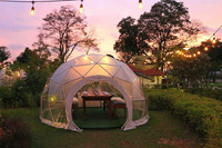 Dôme géodésique de luxe moderne en PVC transparent, imperméable quatre saisons, pour glamping, tente de sol de 6 m, en acier galvanisé, pour hôtel de camping