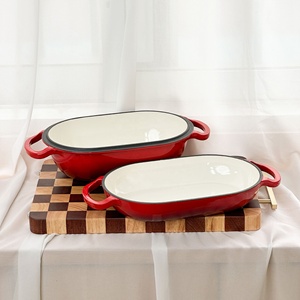 Moule à pain en <span class=keywords><strong>fonte</strong></span>, commande minimum 1 pièce, compatible gaz et induction, résistant à la chaleur, émaillé, antiadhésif, double cocotte hollandaise en <span class=keywords><strong>fonte</strong></span> - Product Image 2