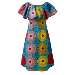 Wholesale Clothing Supplier Circle Printed Pattern African Long Dress With Pockets Summer Dress