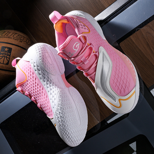 Chaussures de basketball montantes lumineuses pour hommes, respirantes, qui brillent dans le noir, dégradé violet-rose, avec amorti pour le terrain - Product Image 6