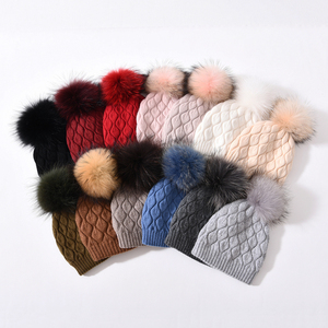 2024 <strong>Fluffy</strong> Big Real Fur Pom Pom Ball Beanie Double Layer Luxury Women Winter Ski Wholesale Wool Cashmere Knitted Beanie <strong>Hat</strong> - Product Image 6