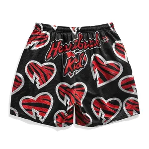 Shorts de malha personalizados para homens, shorts hiphop de malha casual de verão para esportes, fitness respirável e basquete