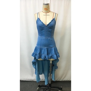 Robe décontractée <span class=keywords><strong>pour</strong></span> <span class=keywords><strong>femme</strong></span>, style western vintage, à taille cintrée, asymétrique, longueur genou, avec ourlet à volants et épaules dénudées - Product Image 5