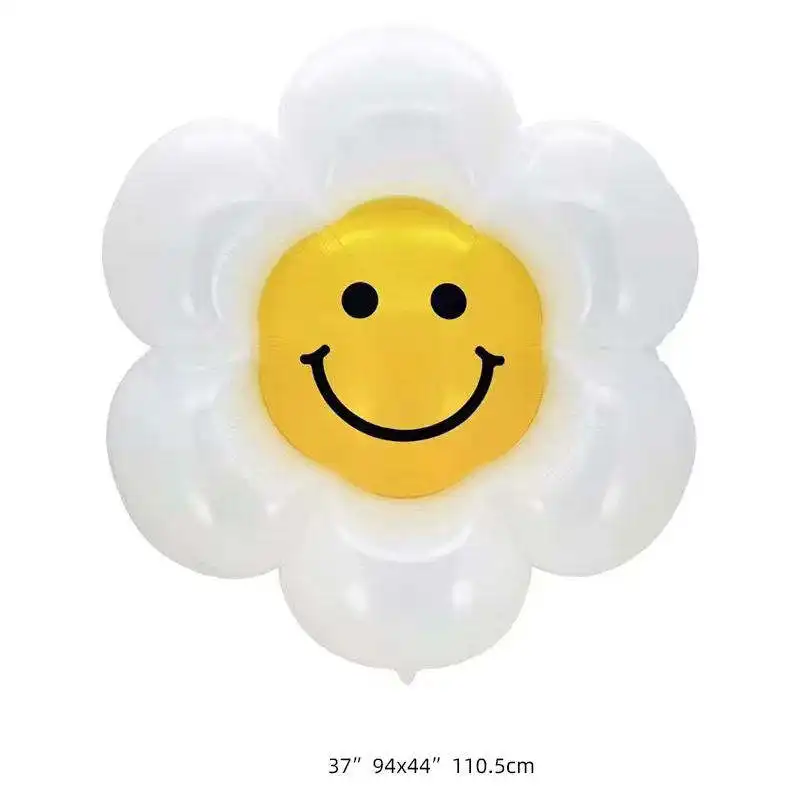 New Design Party Decoration Cartoon Hand Baby Cute Smile White Foil Flower Daisy Balloon