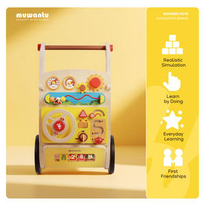 Marche-bébé en bois MUWANTU avec panneau de conduite, volant, marche-bébé multifonctionnel pour tout-petits - Product Image 3