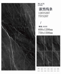 Baldosa de Piedra Negra de Lujo 600*1200, Aspecto de Mármol con Vetas Blancas de Alto Brillo, Baldosa Moderna para Suelos de Villas, Antideslizante, Losa Grande - Product Image 4