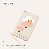 SOLOVE Banco de Energía Magnético de Carga Rápida de 5000 mAh, Banco de Energía Móvil con Carga Inalámbrica y Pantalla LED, Cargador Portátil W12