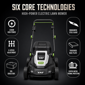 Tondeuse à gazon électrique haute puissance 2200W, largeur de coupe 42CM, 6 vitesses, bac à herbe 50L, moteur en cuivre, protection <span class=keywords><strong>thermique</strong></span>, tondeuse de jardin - Product Image 3