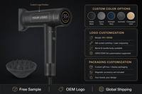 Sèche-cheveux à affichage numérique LED, sèche-cheveux ionique haute vitesse, moteur sans balais 1600W, concentrateur, diffuseur pour la maison et le salon