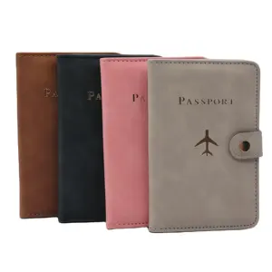 Porte-passeport en cuir PU certificat sacs couverture transparente porte-carte bancaire porte-monnaie avec boucle porte-passeport doré