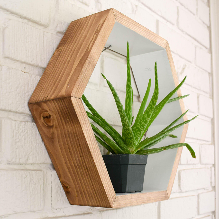 Современные настенные полки, плавающая Шестигранная зеркальная полка для домашнего декора