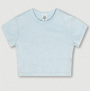 Camiseta de manga corta de algodón con cuello redondo lavado a la moda para mujer Primavera/Verano 2024 para mujer - Product Image 5