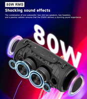 Speaker Bluetooth Outdoor 80W, Woofer Tweeter, Lampu RGB, Dapat Diisi Ulang, Portabel, Nirkabel, Cocok untuk Berkemah