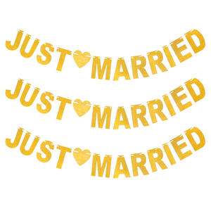 Ychon Bachelorette Party <span class=keywords><strong>Just</strong></span> <span class=keywords><strong>Married</strong></span> Bannière Glitter Bunting Photo Booth Props Signes Décoration De Fête De Mariage Bannière En Papier - Product Image 5