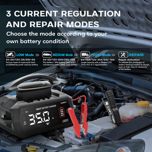 Chargeur de batterie universel HTRC C35A 12V/35A 24V/18A pour voiture et moto, avec pinces crocodiles, compatible batteries plomb-acide AGM GEL, 450W - Product Image 2