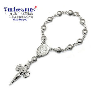 The Rosaries Metal <b>Shell</b> Rosary <b>Bracelet</b> Tibetan Silver Cross Design Ocean Theme Gift Jewelry - Product Image 4