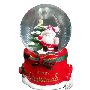 หิมะคริสตัล ball music box Suppliers-คริสมาสต์ของขวัญซานตาคลอสคริสตัลบอลหิมะอัตโนมัติแก้วหมุนกล่องดนตรี