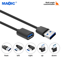 Kabel Data 5GPPS AM ke AF USB 3.0 kustom kabel ekstensi USB 3.0 pria ke wanita untuk Laptop/USB drive