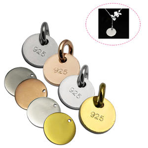 Gümüş daire marka bilezik küçük asılı Charm S925 yuvarlak kolye kuyruk etiketi DIY gümüş parça takı kolye aksesuarları - Product Image 1