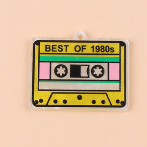 Nuevos dibujos animados 1980s Vintage música cinta acrílico accesorios diseño creativo pequeño encanto para pendientes - Product Image 6